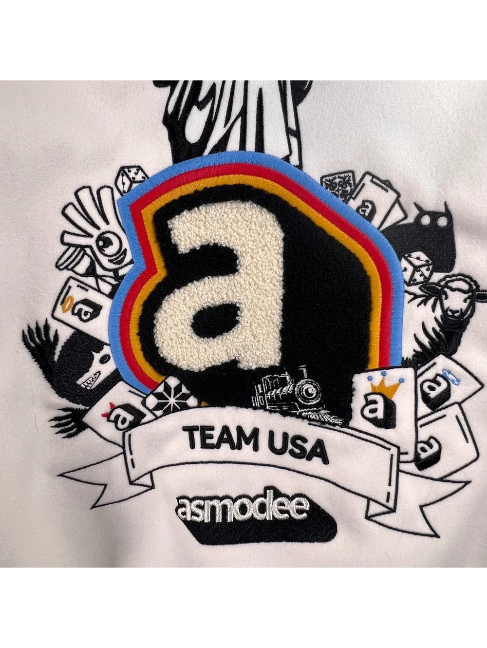 asmodee Team USA Statue of Liberty White Quilted Varsity Jacket Size S NWT